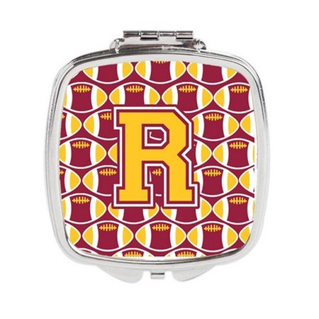 CAROLINES TREASURES Letter R Football Maroon and Gold Compact Mirror CJ1081-RSCM